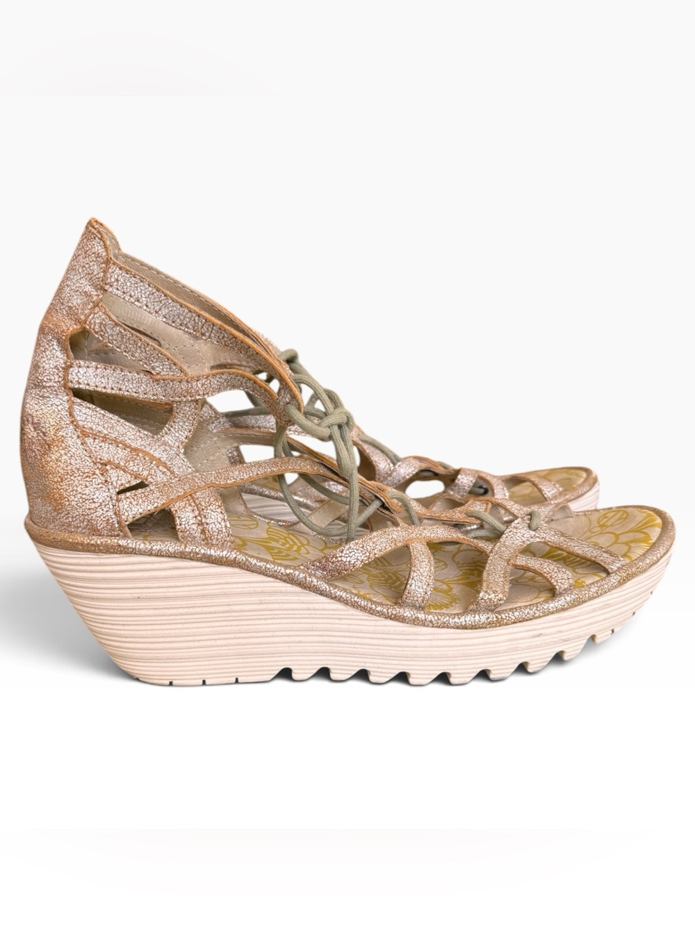 Fly London Yuke Leather Wedge Gladiator strappy sandals heels Size 43 12
Great